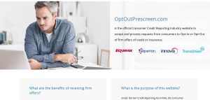 Homepage of OptOutPrescreen.com showing official opt-out options for credit offers