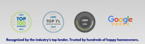 UWM Awards and Google Reviews banner featuring 2025 industry badges and five-star rating